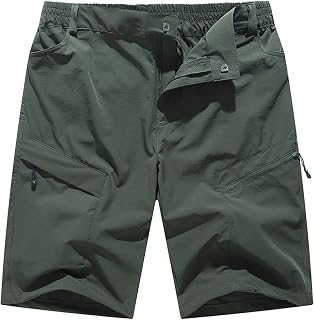 LindoMaker Mens Shorts Cargo Pockets Cotton Shorts Regular Fit Stretch Waist Hiking Shorts Sport Fitness Tactical Shorts