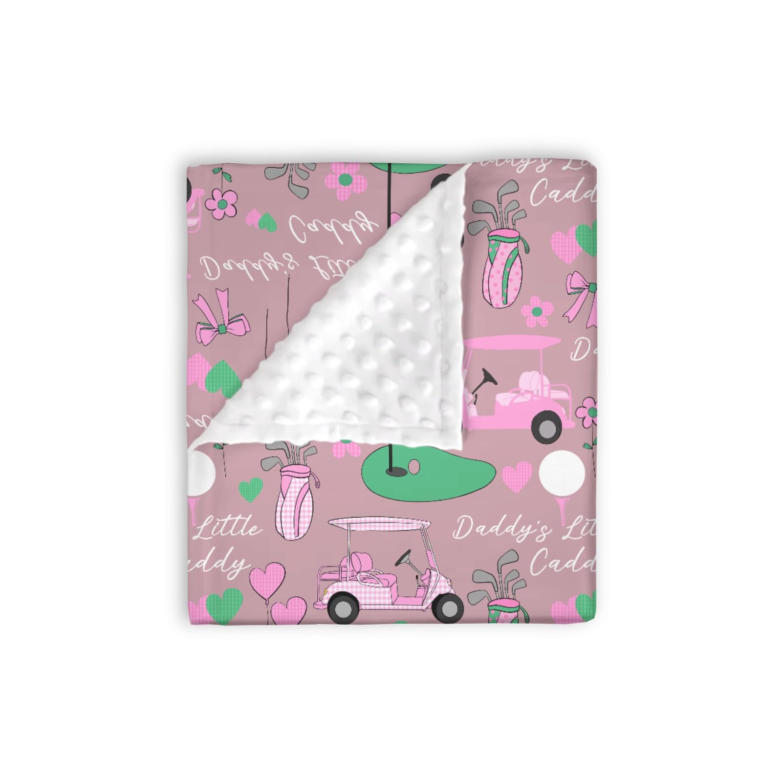 EyMzcod Mink Baby Girls Blanket Pink Gingham Golfing Cute Golf Daddys Little Caddy Soft Double Layer Dotted Backing