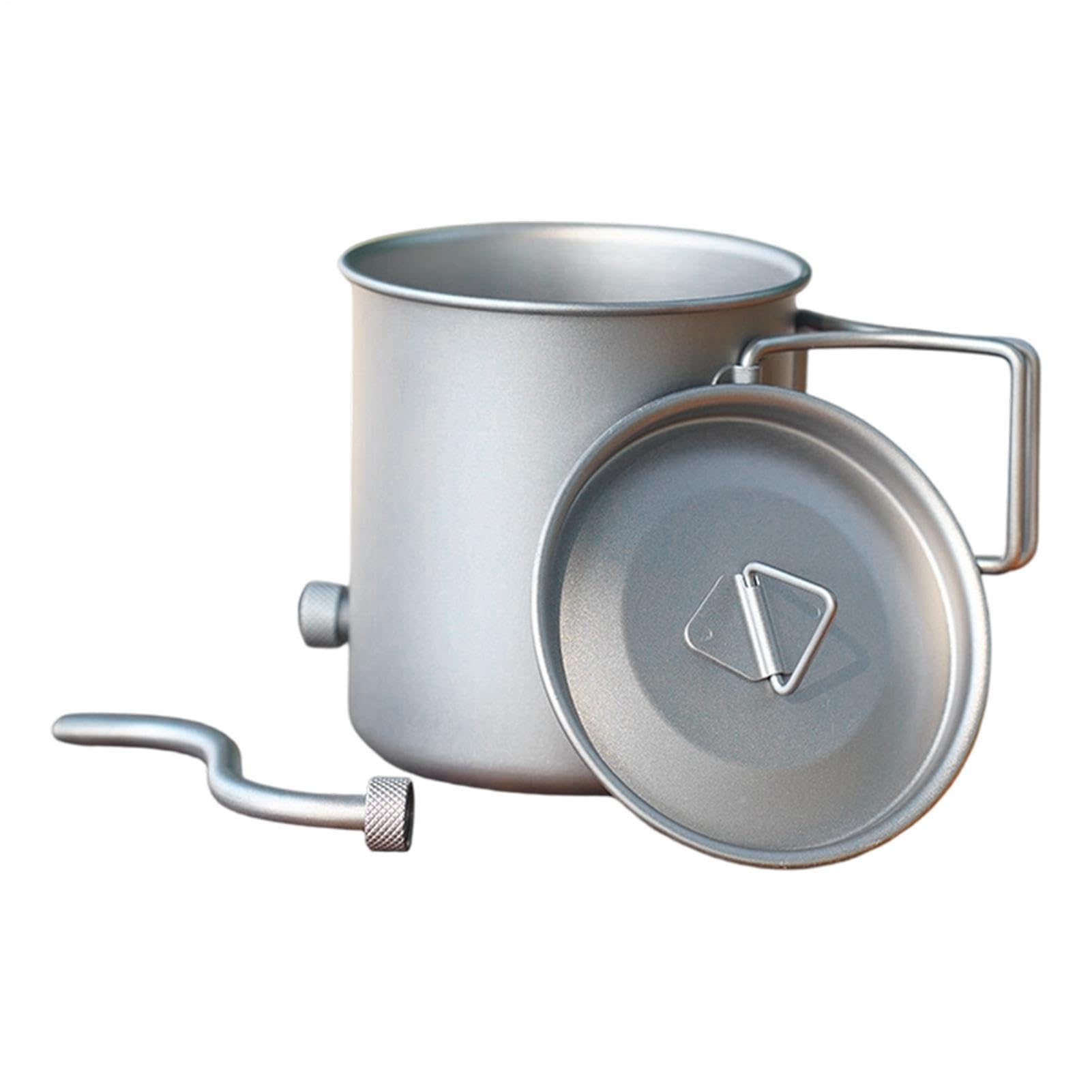 Hervidor de titanio puro de 420 ml para camping y senderismo de alta resistencia