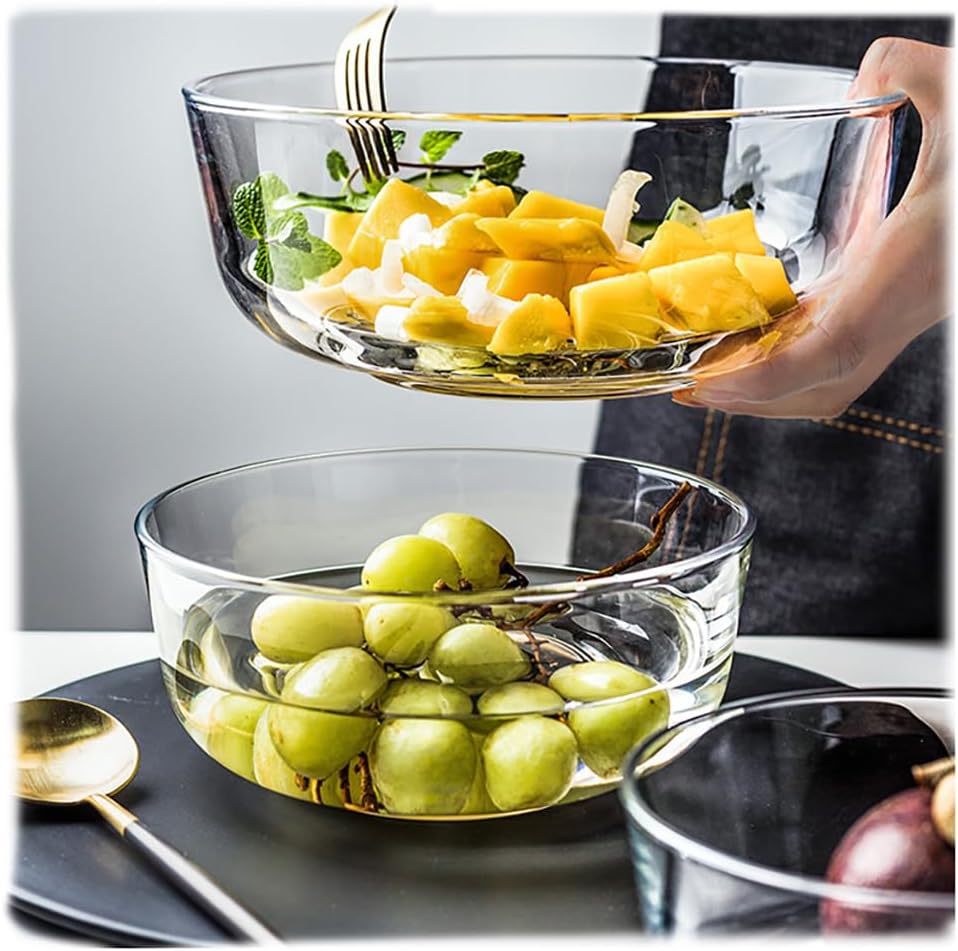 Glass Baking Bowl Large Salad Bowl for Oven/Microwave/Freezer Glass Serving Bowls Soup Crocks Set of 2