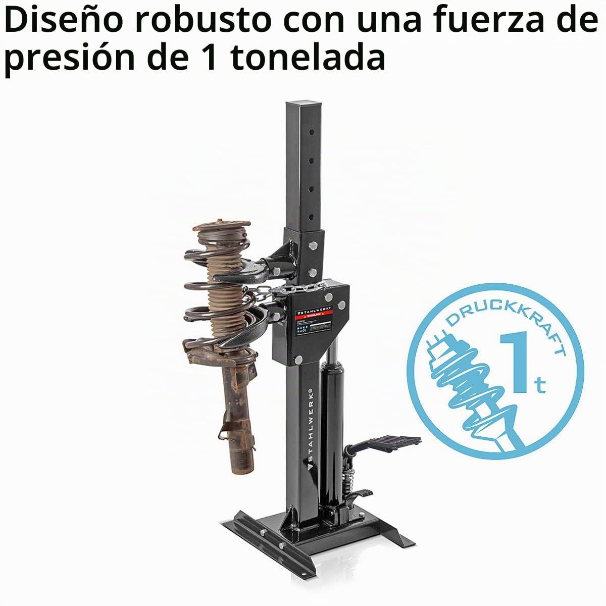 STAHLWERK Compresor hidráulico de muelle HSC-820 ST con 1t de fuerza de apriete para montar y desmontar muelles de amortiguador | Herramienta Tuning | Compresor de amortiguador para vehículos de motor