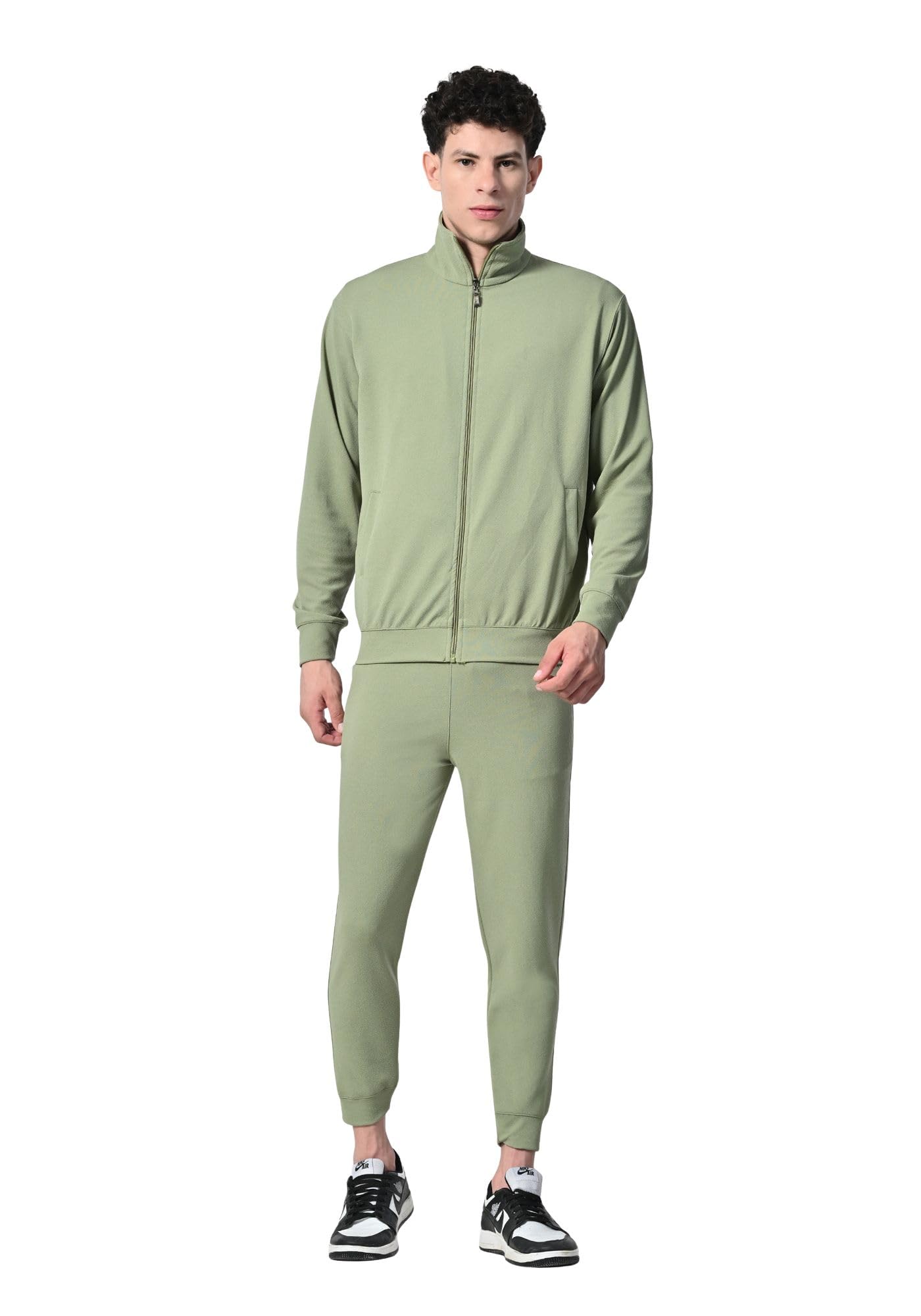 indi weaves Men Solid Fleece Winter Zip Tracksuit with Both Side Pockets Full Sleeve Jacket and Jogger Pants Warm Comfortable Regular Fit Sportswear-picture-11