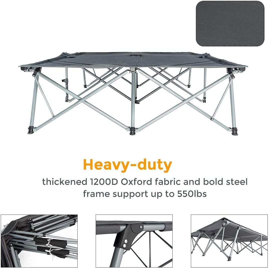 KingCamp Double Folding Camping Cots for 2 People, Folding Cot Bed