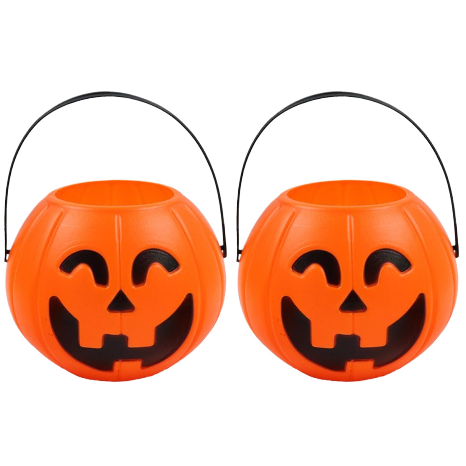 Sjfbebsy Halloween Pumpkin Bucket, 2Pcs Plastic Pumpkin Bucket with Faces Large Capacity Trick or Treat