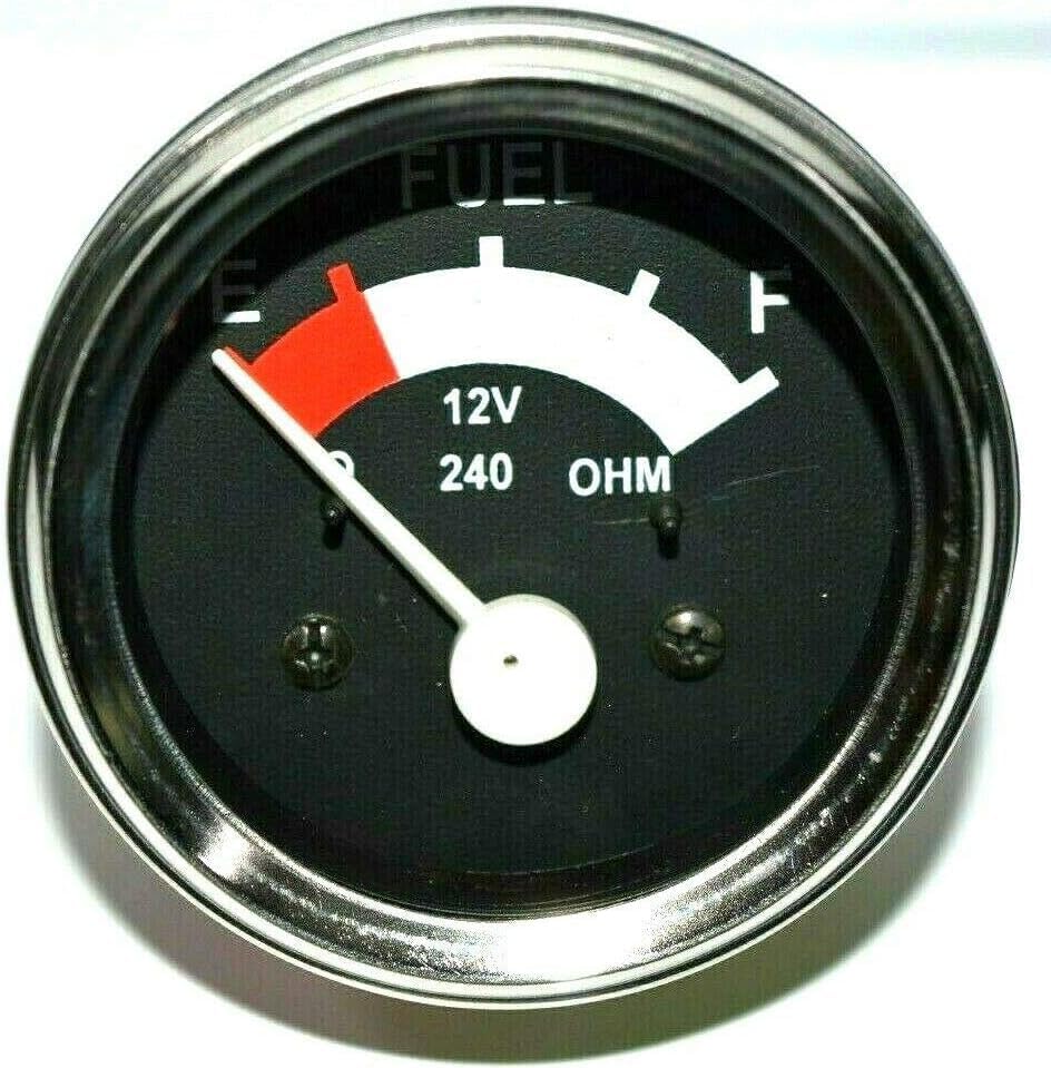Electrical Fuel Gauge,Electrical Fuel Meter for Tractors with Chrome Ring, Analog Display and LCD Backlight, Tractor Fuel Gauge for Massey Ferguson and All Types of Tractors.