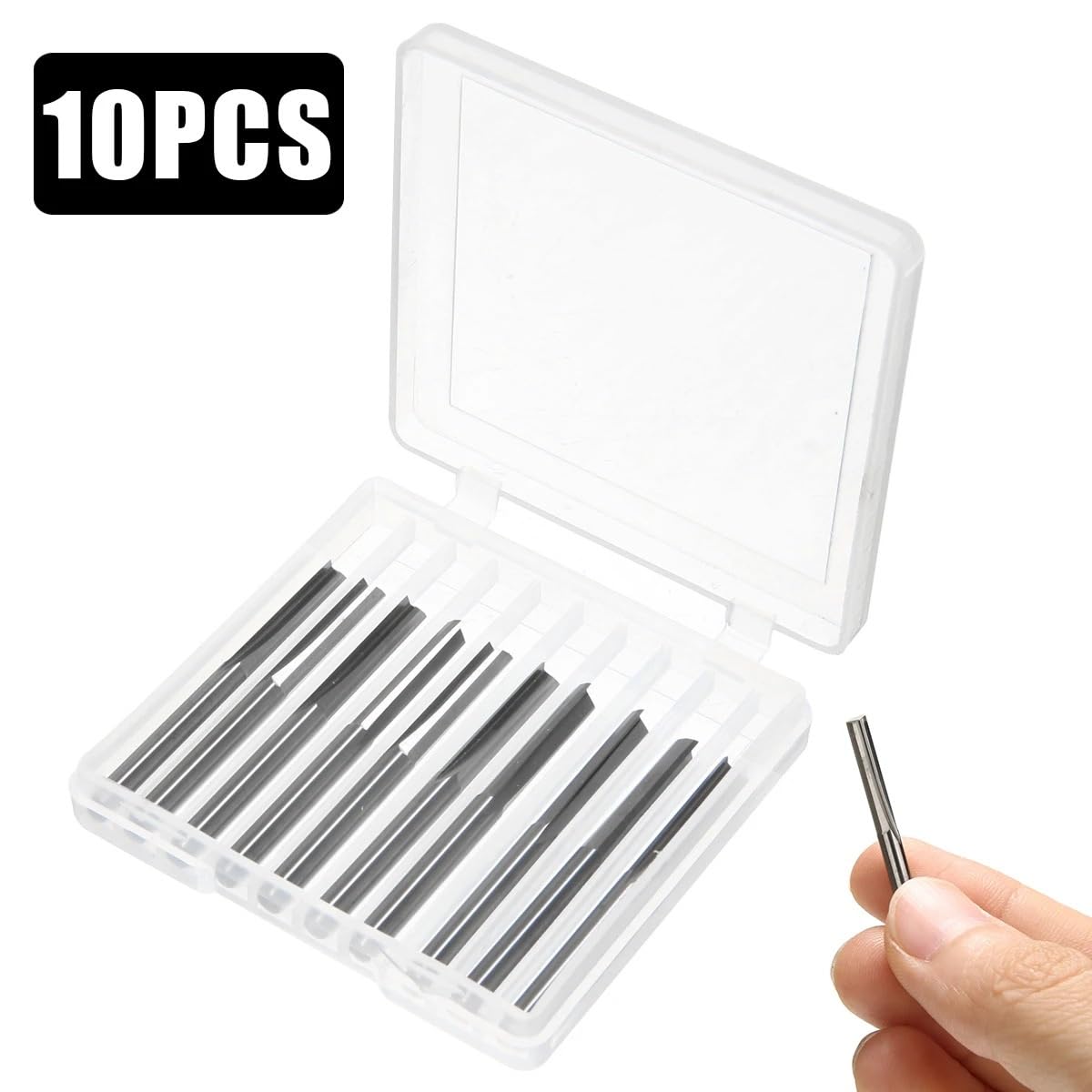 10pcs 3.175mm Shank 2 Flute Straight Slot Milling Cutter Tungsten Carbide End Mill CNC Router Bit Engraving Bit Tools(3.175x2.5x12)