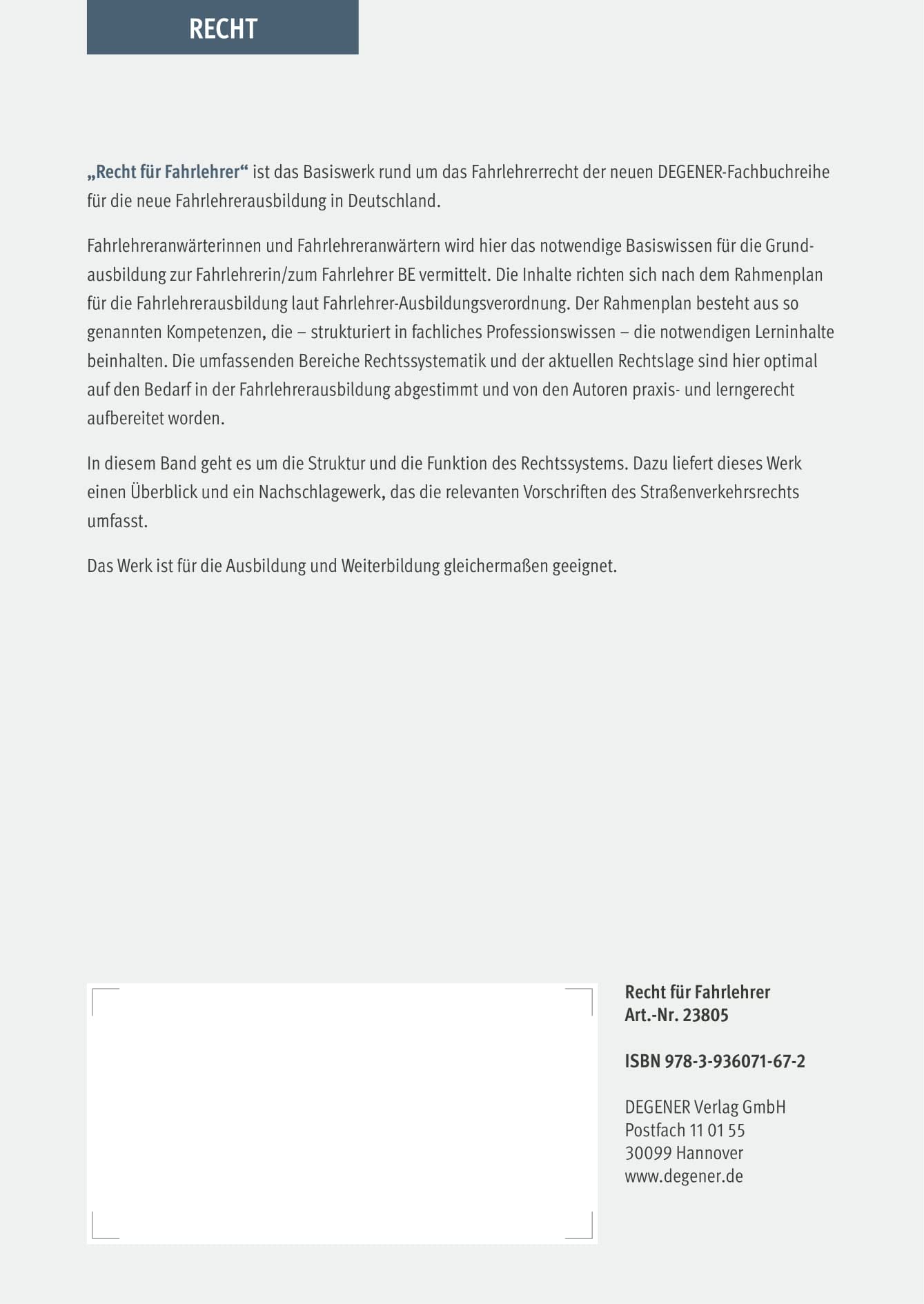 Recht Für Fahrlehrer: Rechtssystematik, verkehrsrechtliche Vorschriften und angrenzende Rechtsgebiete