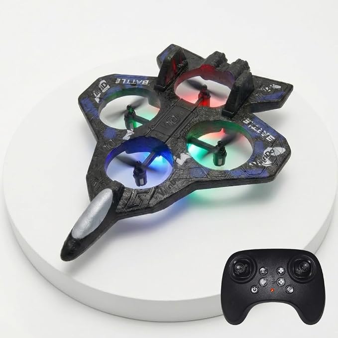 VikriDA Remote Control Fighter Jet RC Airplane for Kids & Adults with LED Lights | 360° Flip, Stunt Roll Flying Plane Toy for Boys