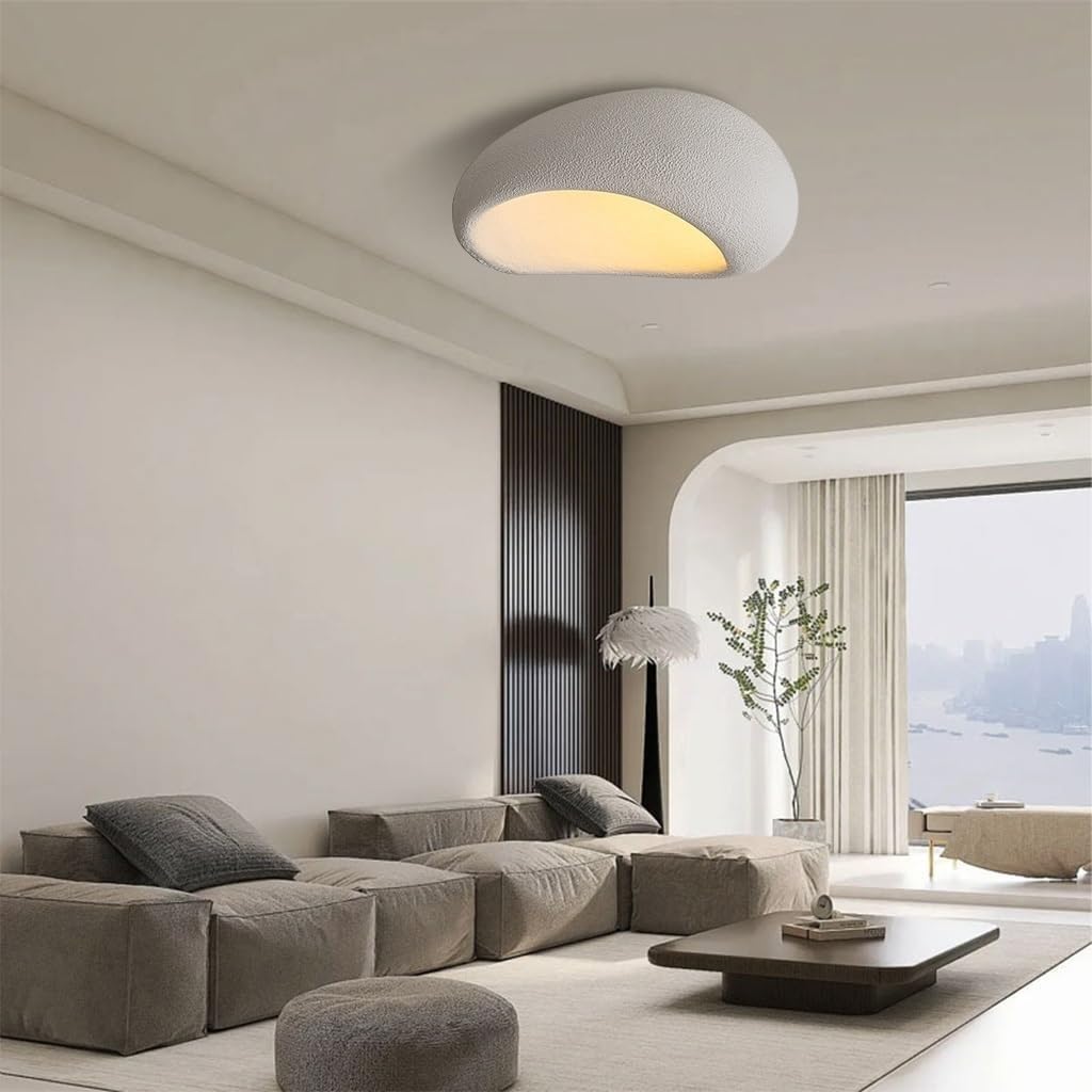 15.7inch Modern Simple Ceiling Light Fixture Flush Mount Ceiling Lights Polyethylene Lampshade Imitation Cement Wabi-sabi Japanese Style Decoration Lighting For Bedroom Living Room Kitchen Island