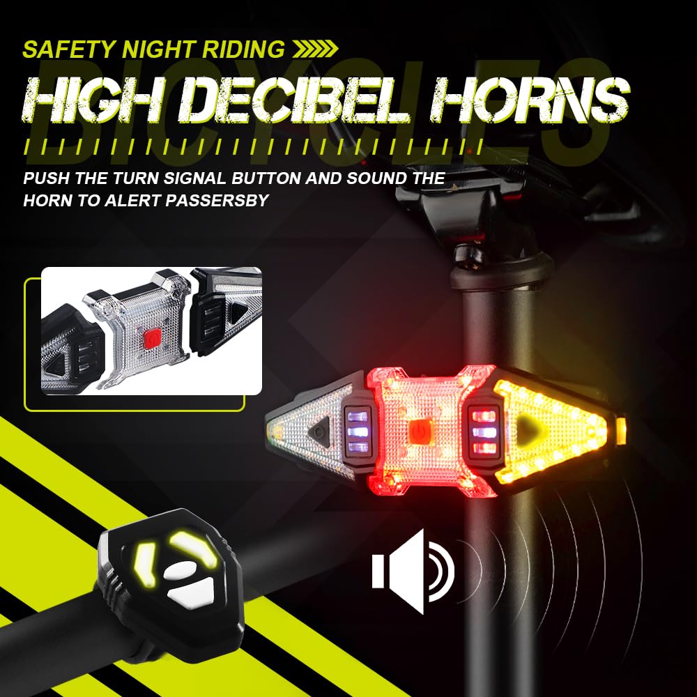 Divisi Luci Posteriori per Bici con Lampeggiante, Lampeggiante Bici Ricaricabili USB Telecomando Lampeggiante Bici con Indicatore di avvertimento Flash e Luce Posteriore Rosso per Bicicletta-3PCS