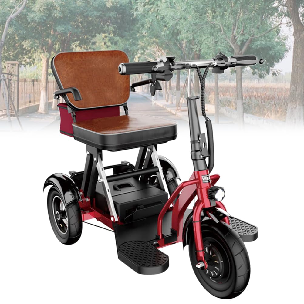 Patinete de movilidad – Plegable de 3 ruedas ligero con asiento cómodo y bolsa de almacenamiento – Portátil y estable para usuarios mayores y discapacitados