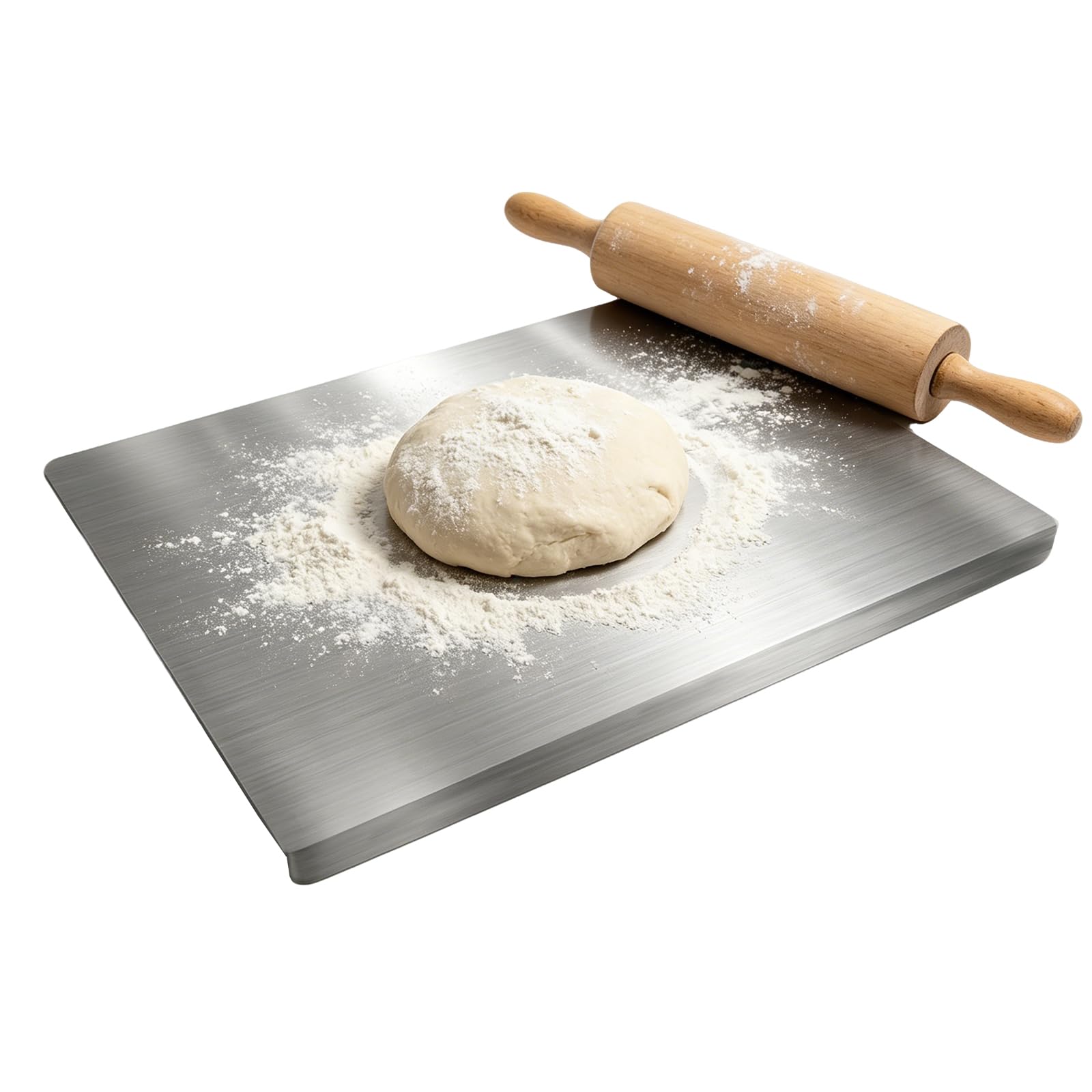 Tagliere in acciaio inox con bordo, piano di lavoro in acciaio inox, 50 x 40 cm, tagliere da cucina, tagliere pesante per cucinare, cuocere pane ristorante per impastare carne, verdure per cucina e