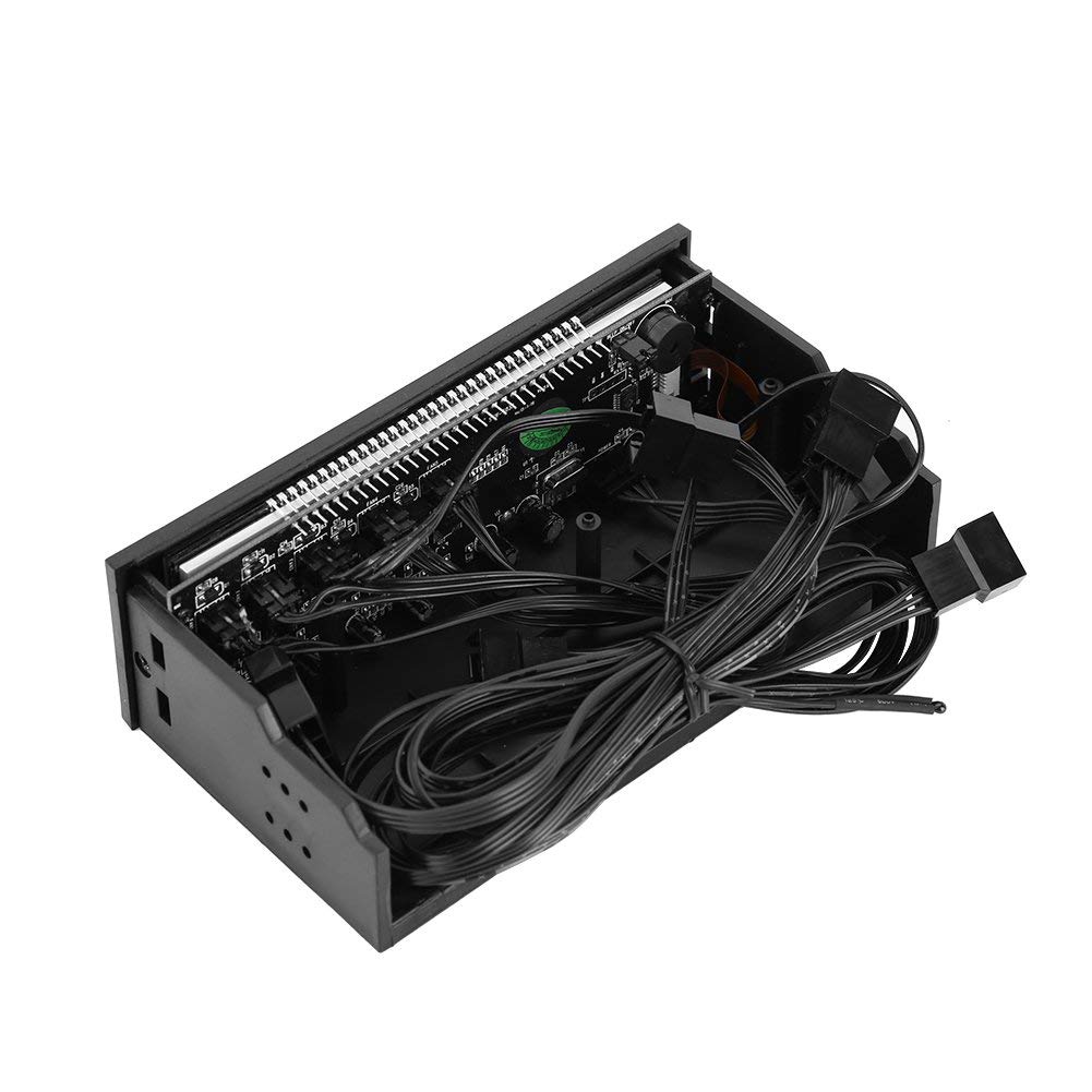 ASHATA 5 wentylatorów PC regulator prędkości procesora czujnik temperatury komputera chłodzenie napędu zatoki przedni panel LCD
