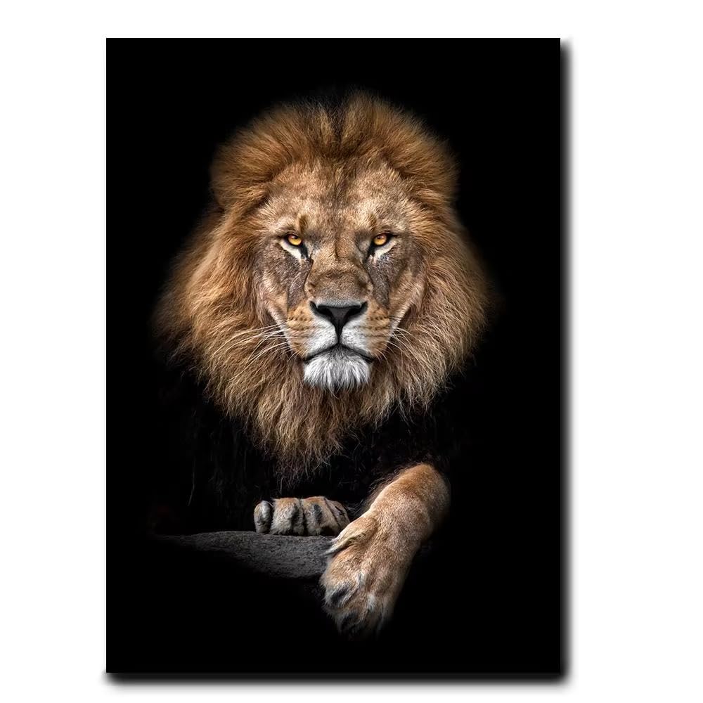 IHHGNB Posters and Prints Artistic Impressions of African Lion Walls in the Darkness Animal Canvas Wall Art Home Decor(40x60cm(16x24in)/No frame)