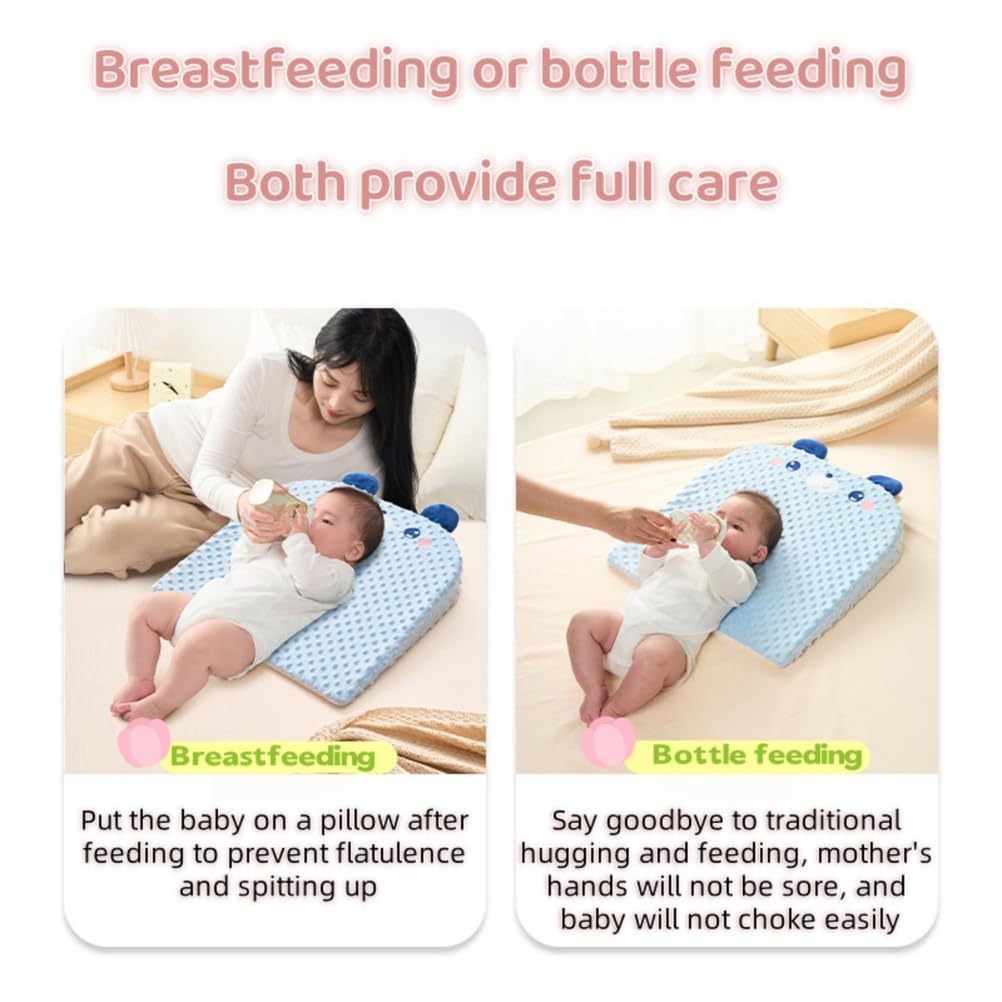 Coussin incliné pour bébé - Coussin Poire Double Face et Filet - Empêche Les régurgitations - Couchage sur Le Ventre, Chaise Longue pour Nouveau-né pour Dormir sur Le côté,F