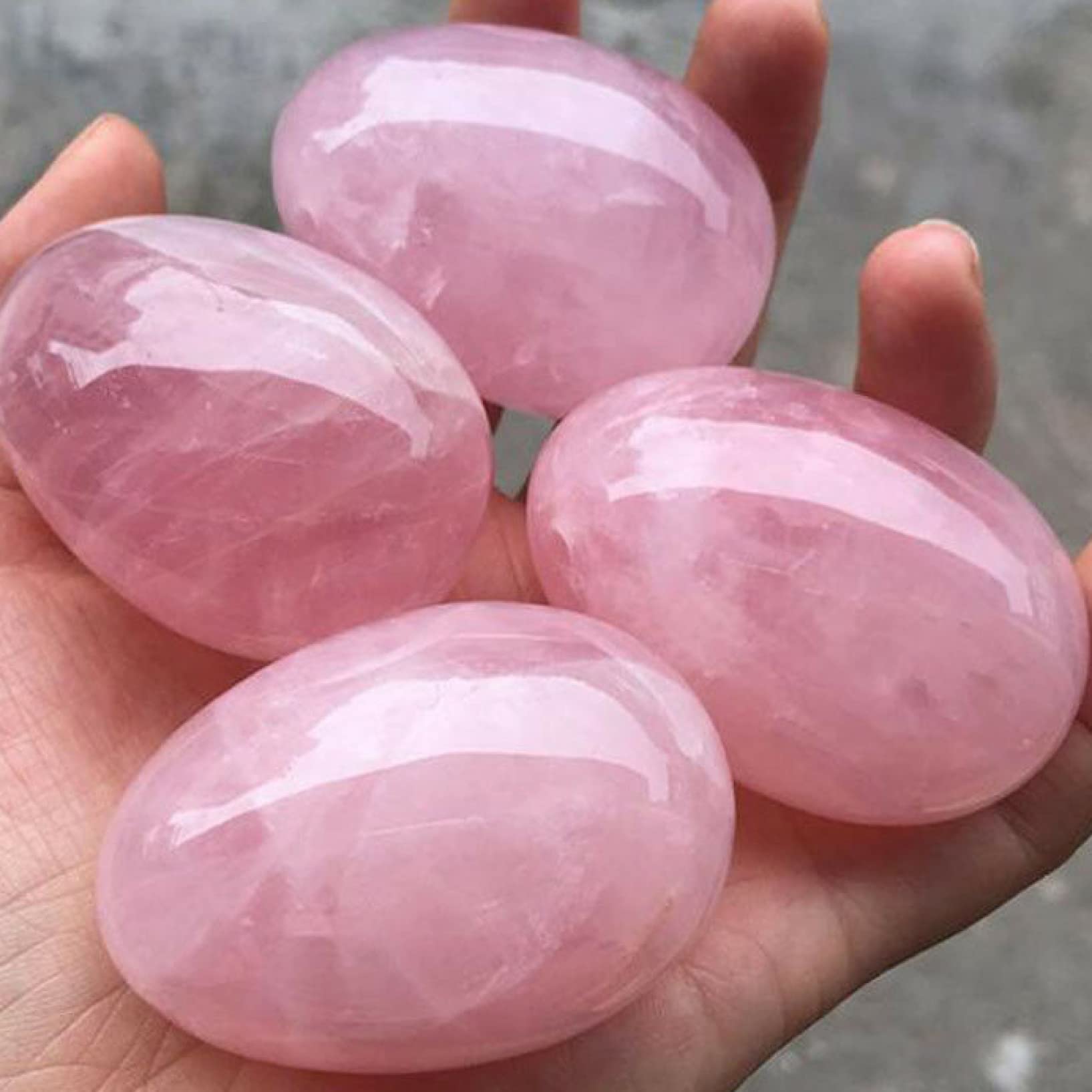SnamicE Natural crystal rough 1pc Natural Pink Rose Quartz Egg-Shaped Ornaments Crystal Ball Sphere Gemstone Statue Home Office Desk Decoration,Rose Quartz Long 1.97in Wide 1.37in-1pc