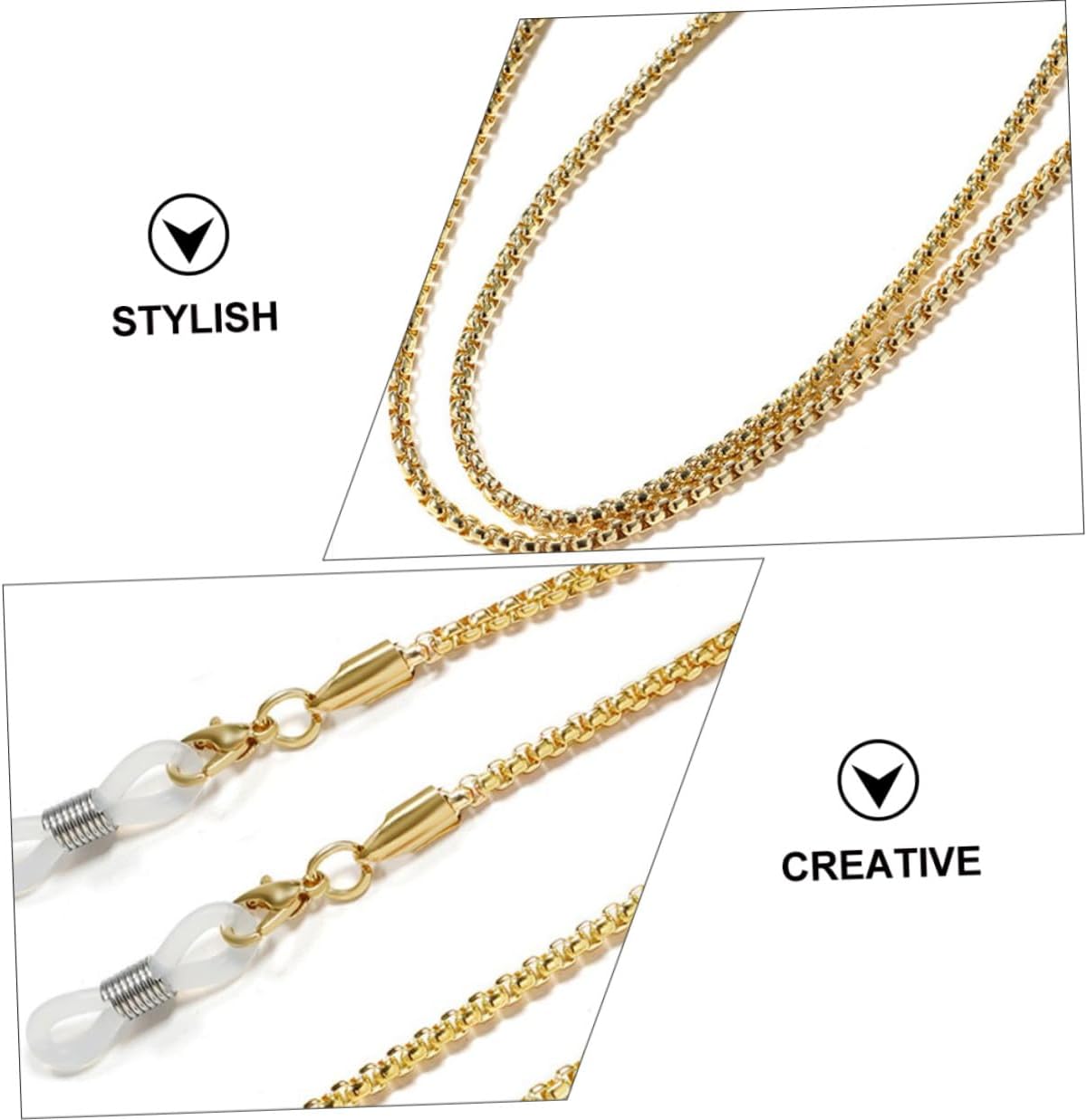 4pcs Metal Copper Glasses Lanyard Set Non-skid Fashion Eyeglass Chains for Women Men Sunglasses Neck Holder in Black Gold Silver Rose Gold