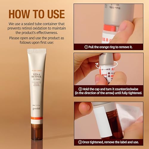 Miniatura 6 de GOODAL Black Carrot Vita-A - Crema de ojos con retinol, crema diaria para debajo de los ojos, cuidado de la piel suavizante, K-Beauty, cuidado de la