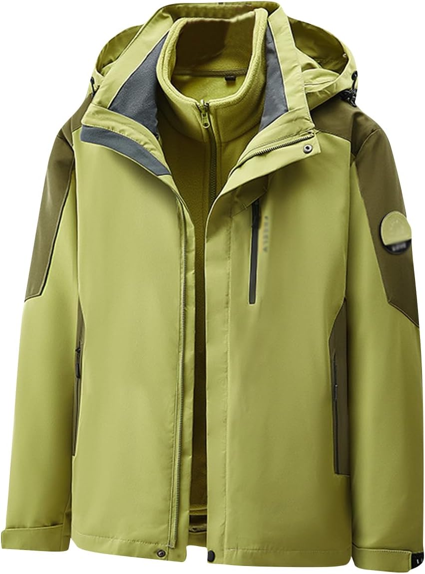ZGZZ7 Men's Winter Outdoor 3 in 1 Warm Detachable Snowboard Coats Athletic Thermal Skiing Jackets