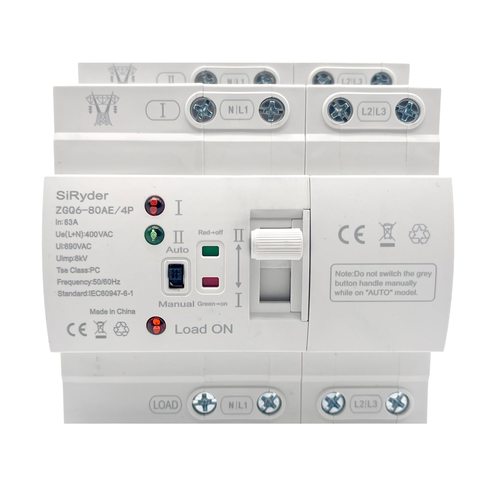 Automatischer Transferschalter 220V DIN Schiene 4P 63A ATS Dual Power Notstrom Umschalter