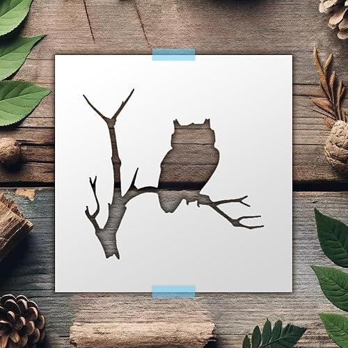 Plantilla de Mylar reutilizable de búho en árbol de 4 pulgadas  Ventures creativas  Plantillas de pared para manualidades, plantillas decorativas