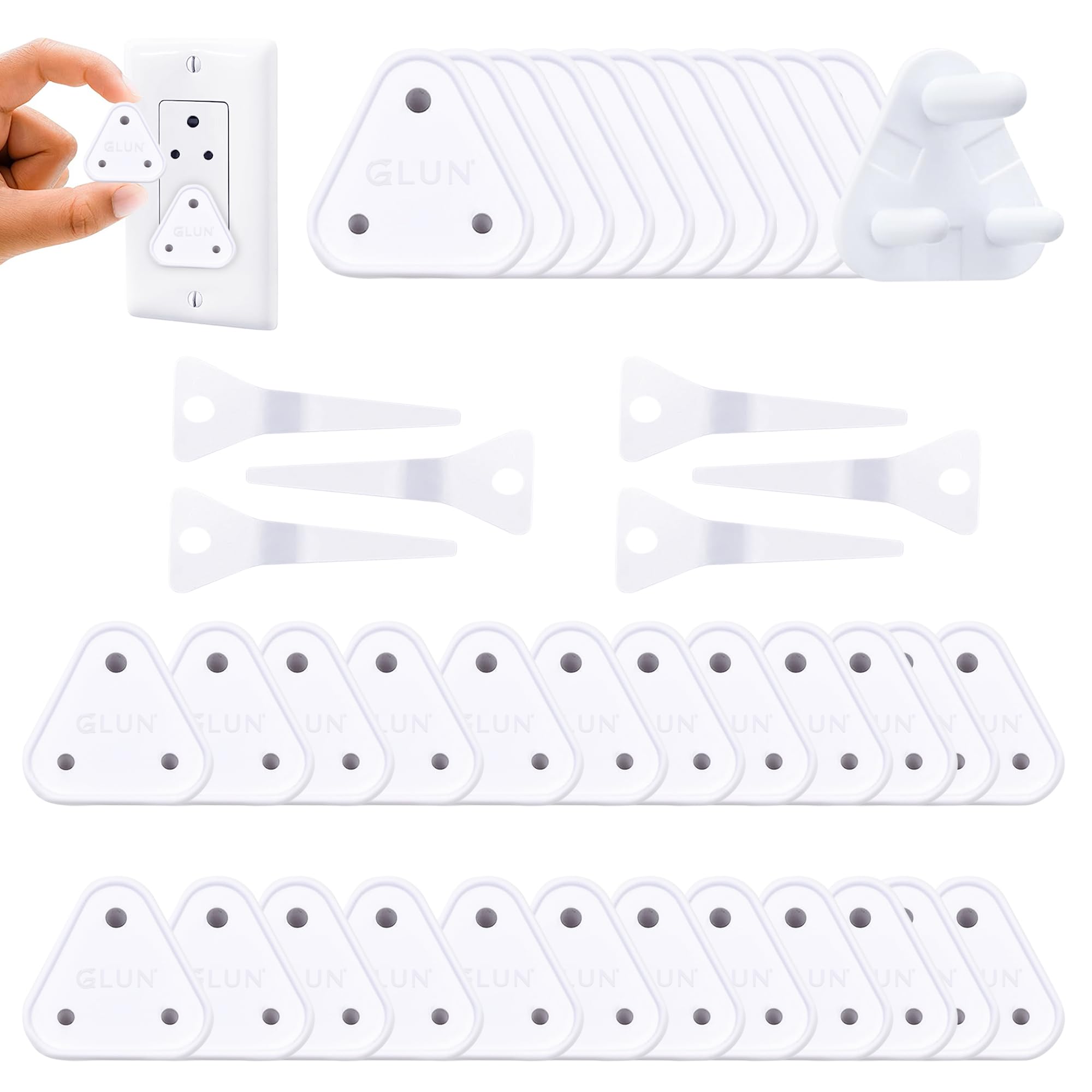 GLUN® Electric Switch Board Socket Cover Guard with 6 Removal Pins, 78 Piece (12 Piece 16 Amp & 60 Piece 5 Amp) for Child Proofing Socket Plug Protector for Baby Safety-image-31