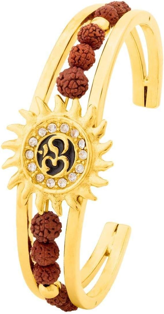 Indian Meenakari 22K Gold Plated Free Size Cuff Kada Bracelet Bangle for Men by Indian Collectible