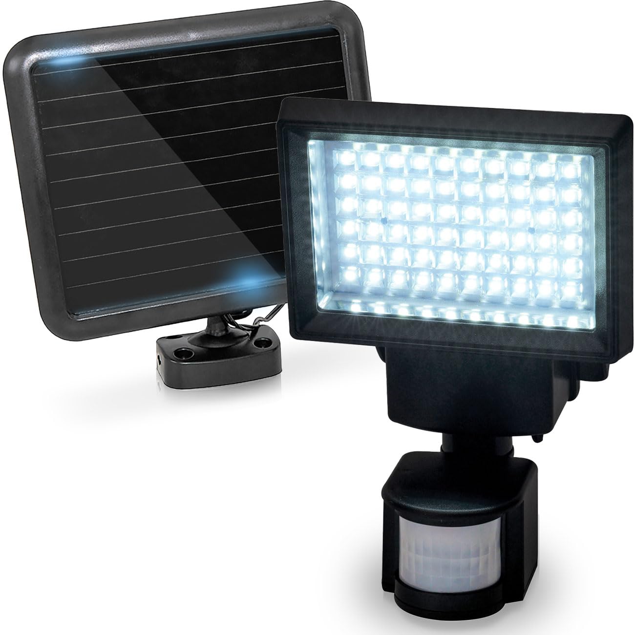 2er-Set Leistungsstarker LED Solar-Strahler mit Bewegungsmelder - Mehr Sicherheit für Ihr Zuhause - Helle 600 Lumen Aussenleuchte für Garten & Hof