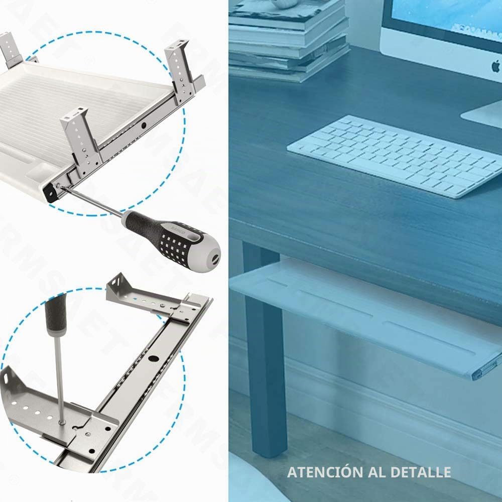 FRMSAET Soporte para Suministros de Oficina Accesorios para Muebles Teclado de computadora Organizador para cajones Bandeja Multiusos Debajo del Escritorio. (Grande, Blanco)