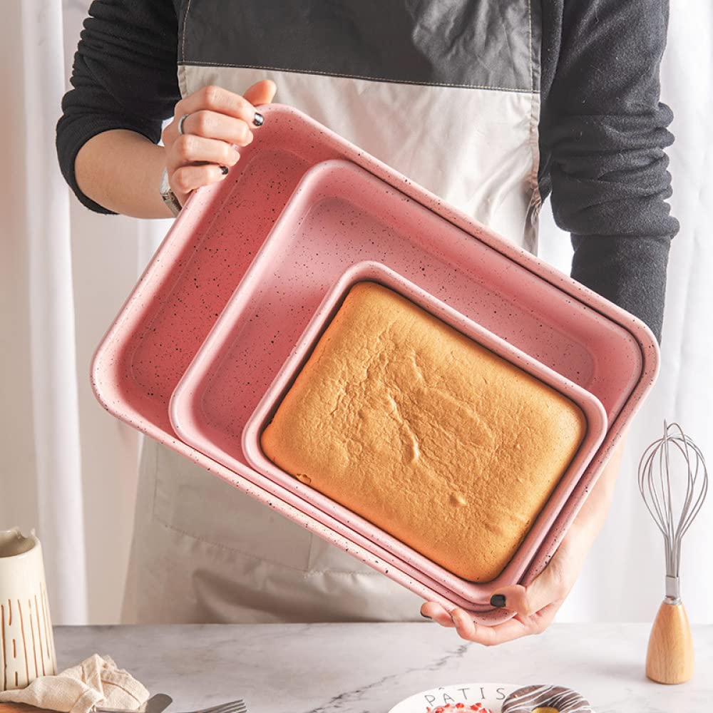 Prostokątna blacha do pieczenia ciasta ze stali węglowej Non-stick Diy Ciasto Głębokie patelnie Naczynia do pieczenia (11 cali różowy)