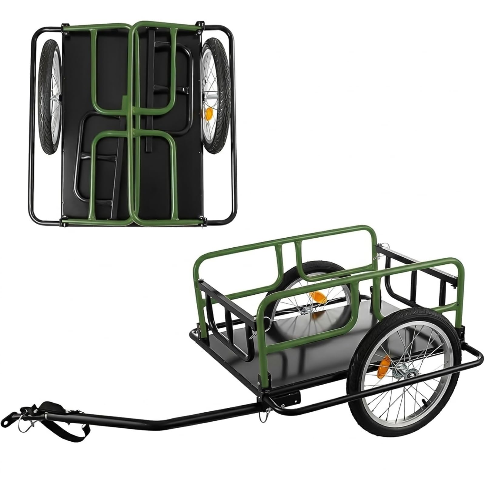 SEKAM Bike Cargo Trailer, 198 lbs Load Capacity, Foldable Bicycle Trailer with Reflectors & Universal Hitch, Heavy-Duty Utility Bike Cart for Camping & Shopping (Green) : Sports & Outdoors