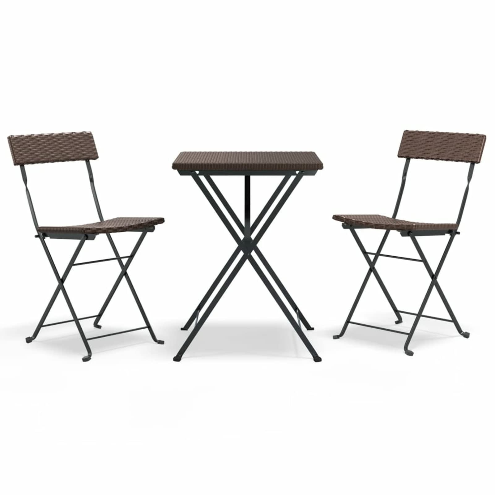 Homgoday Muebles de cafetería Plegables 3 Piezas ratán sintético marrón