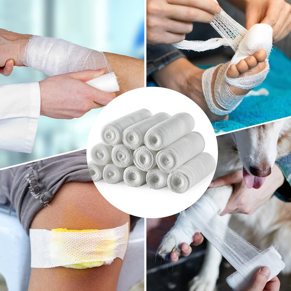 Gauze Rolls Bandages 4 Inch x 4.9 Yards Breathable Gauze Wrap Conforming Stretch Bandage for First Aid Wound Care 12 Pack — Amazon image 5
