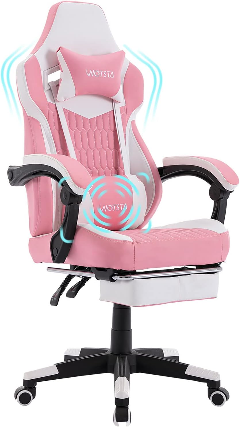 WOTSTA Gaming Chair with Footrest,High Back Gamer Chair with Massage