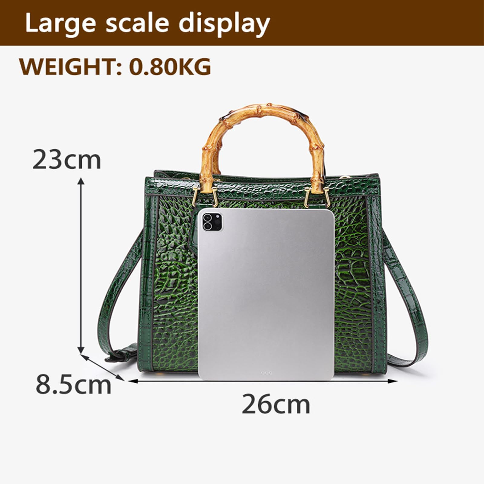 Bolso de mano para mujer, asa en forma de bambú, bolsa cruzada de piel sintética con asa superior