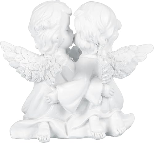 VOSAREA 1 pieza de adornos decorativos de ángel, estatua de ángel, escultura de pareja, escultura de escritorio, querubines, estatua de ángel al