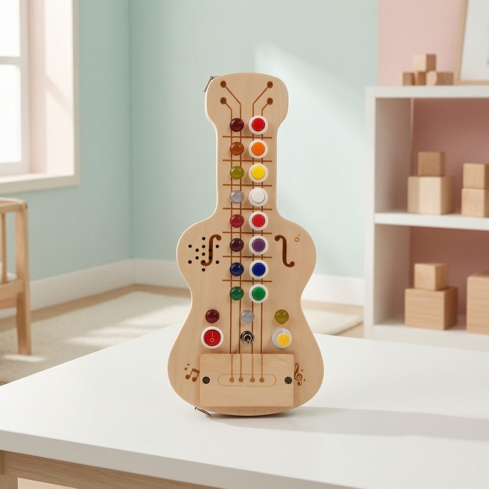 Chitarra Elettronica Portatile Chitarra Giocattolo con Effetti Luminosi e Acustici Creativo per Apprendimento Precoce, Giochi di Immaginazione