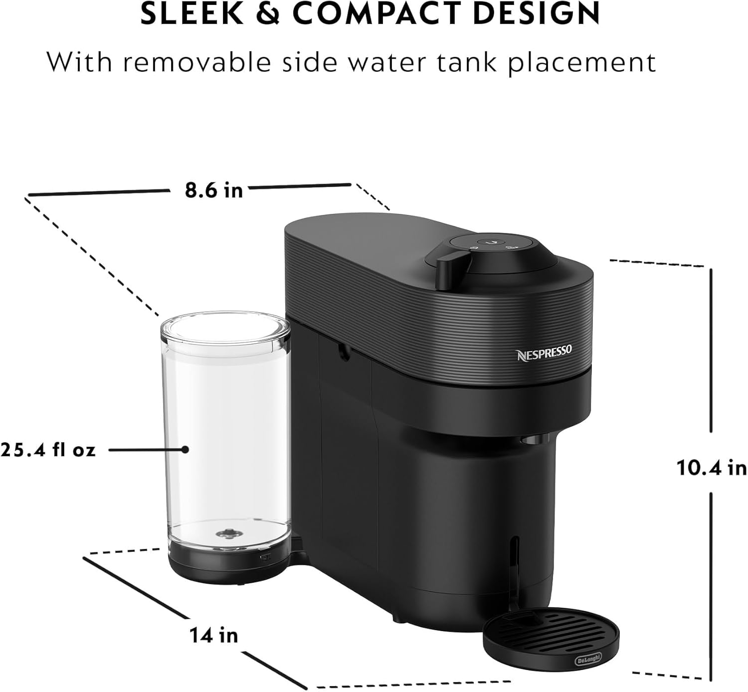 Nespresso Vertuo Pop+ Coffee and Espresso Machine by De'Longhi with Aeroccino Milk Frother, Liquorice Black Descaling Kit