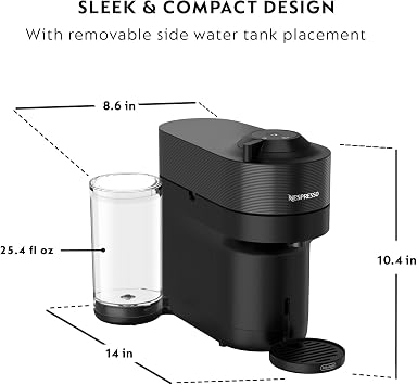 Nespresso Vertuo Pop+ Coffee and Espresso Machine by De'Longhi with Aeroccino Milk Frother, Liquorice Black Descaling Kit