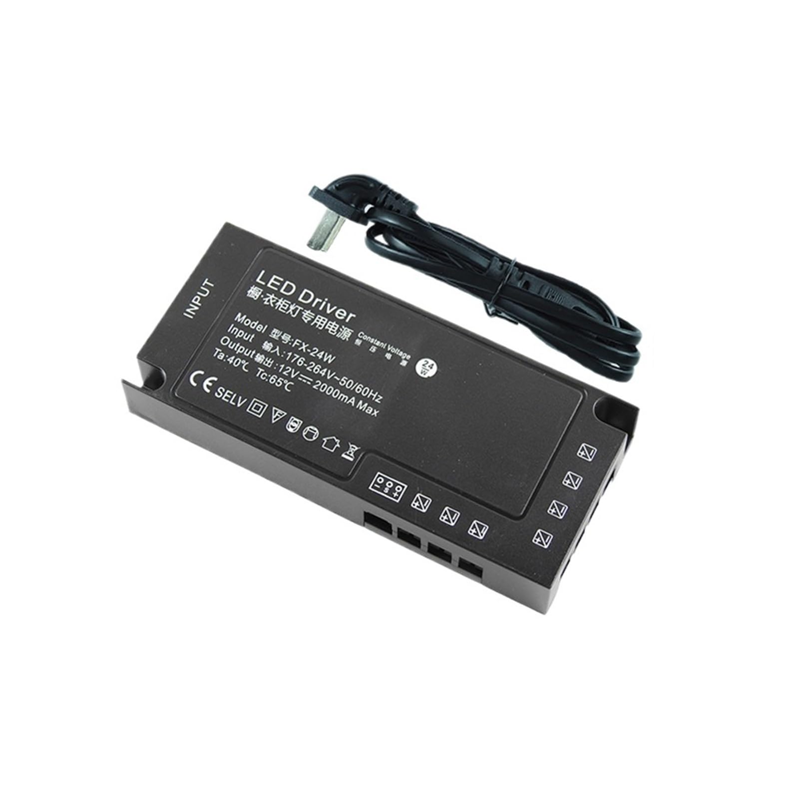 PWANUIGTE Cabinet Wardrobe Light Dedicated Power Supply 12v 24v 60w 100w 150w Strip Transformer(12V24W-Gluing)