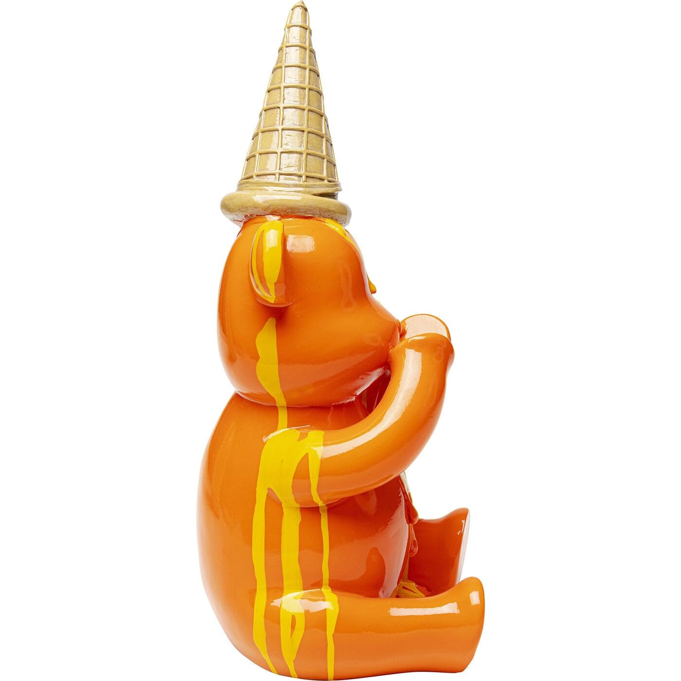 Kare Design Figura Decorativa Sitting Gelato Bear, Naranja, Poliresina Pintado a Mano, Escultura de Oso, Objeto Decorativo, Sala y Comedor, Estatua Moderna de Diseño, Altura 37 cm