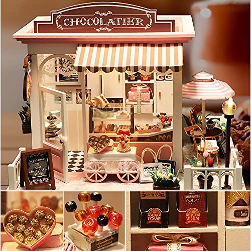 Hosdiy DIY Puppenhaus Bausatz Holz - Miniatur Haus Bausatz mit Möbeln , Musik und LED-Licht - Geschenk für Erwachsene… – Bild 4