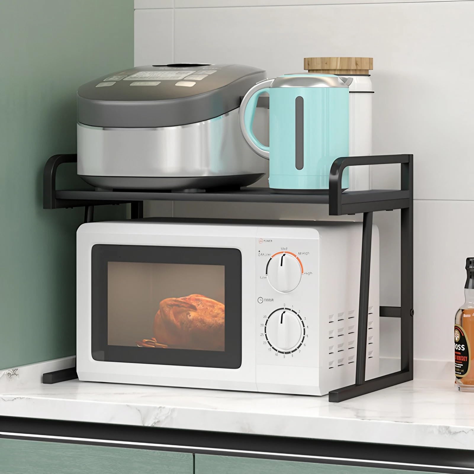 Support de four à micro-ondes blanc 56cm à 2 niveaux pour comptoir