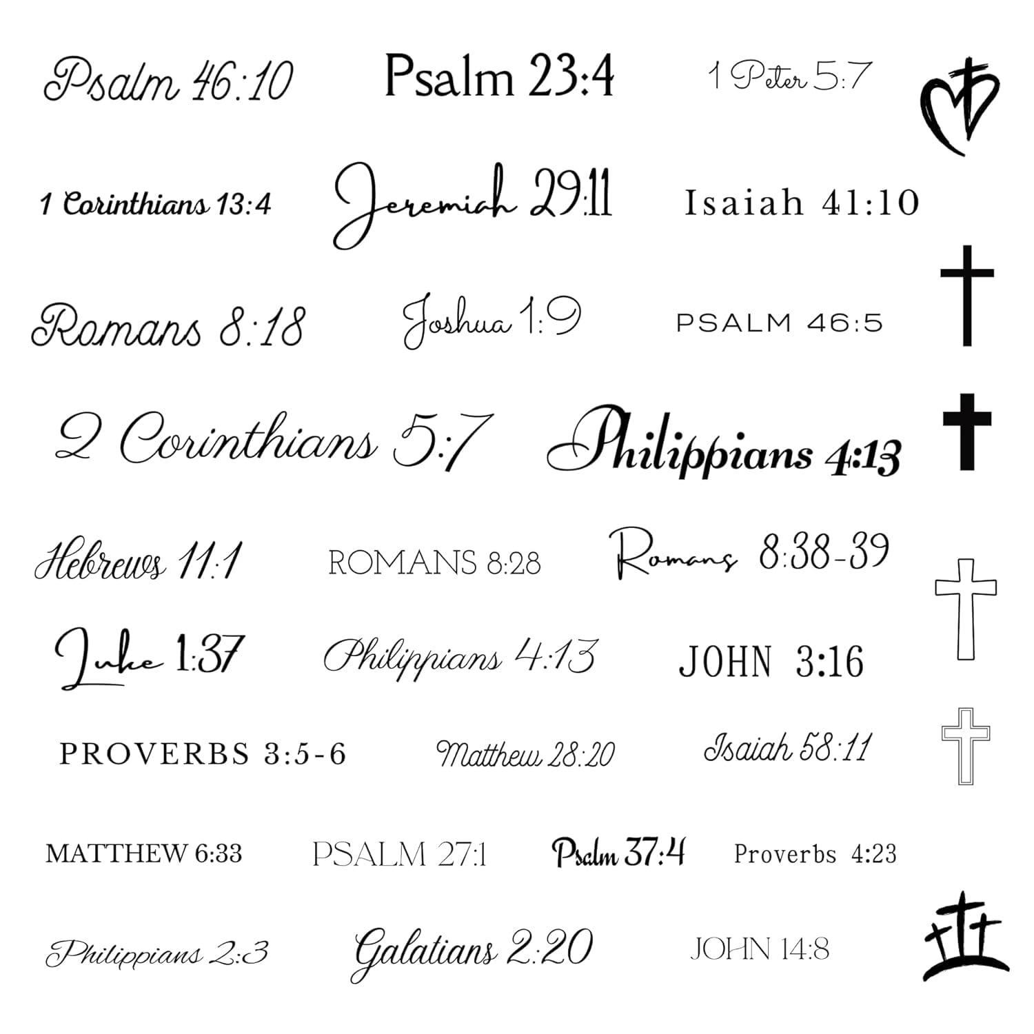 One Grace Foundations of Faith Christian Temporary Tattoos - Inspirational Scriptures Selections - Christian Motivational Bible Verse Words and Cross