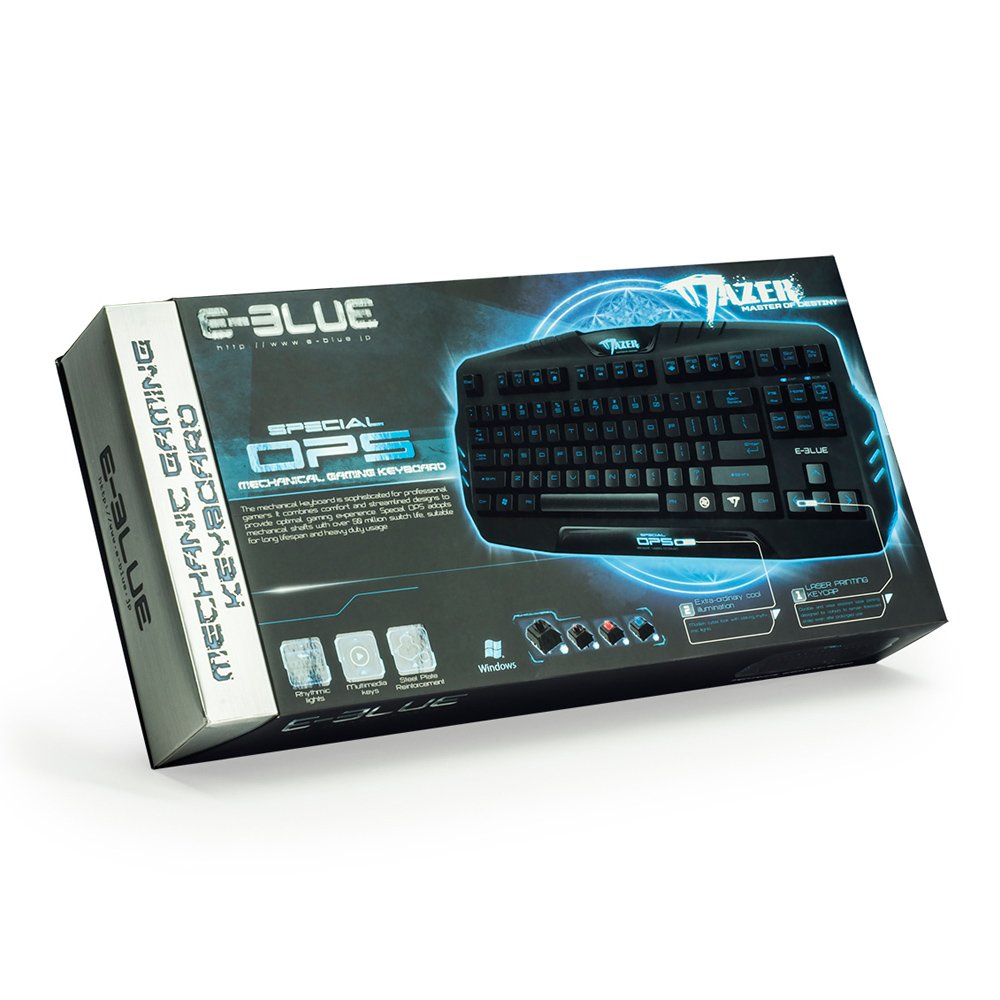 EBLUE EKM086BKUS-IU Mazer Mechanical Gaming Keyboard, Black