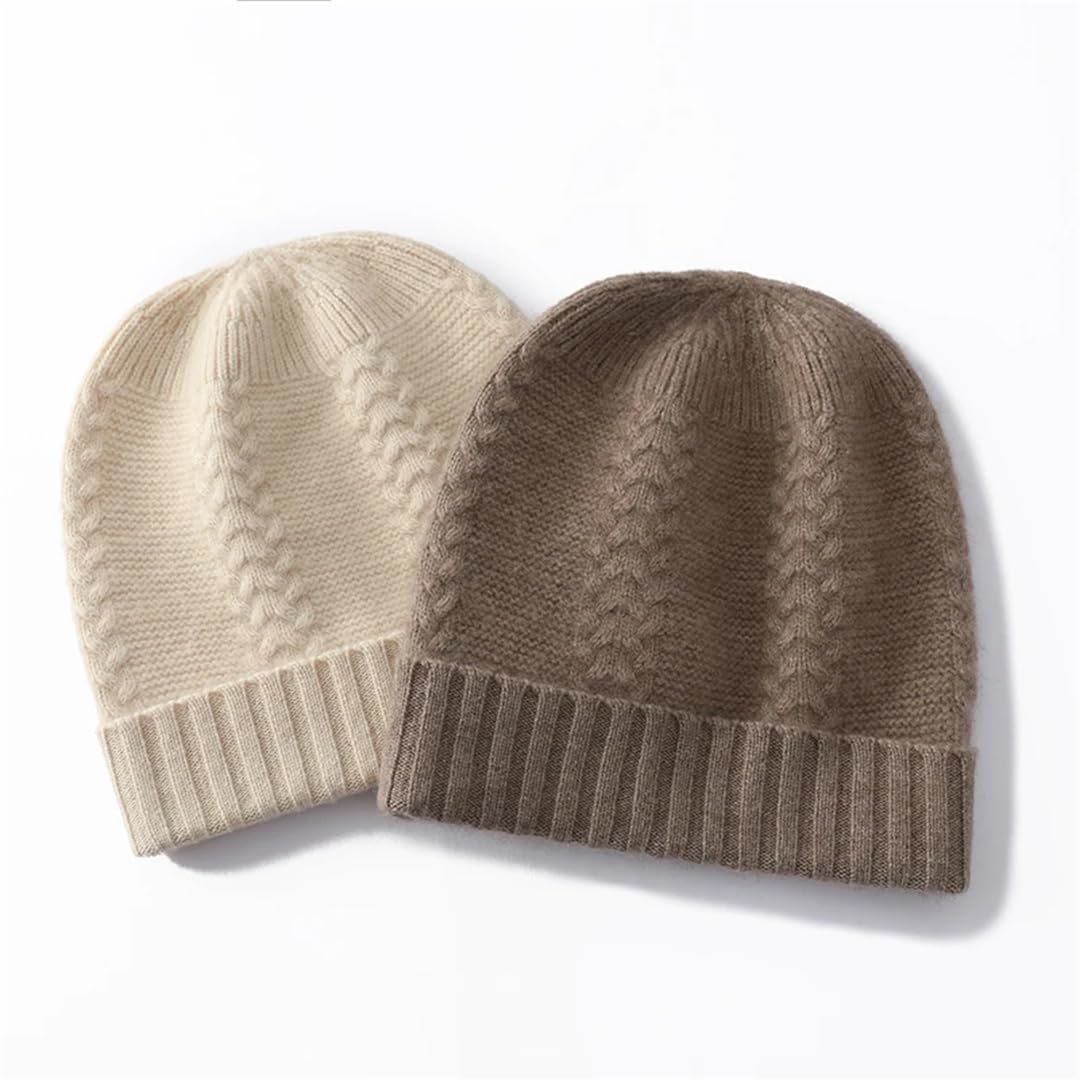 Otoño Invierno Mujeres Sombreros 100% Cachemira Pura Tejida Suave Cálido Gorro Grueso
