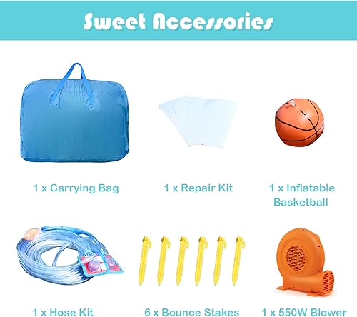 Miniatura 10 de KOTEK Tobogán acuático inflable, parque acuático, castillo inflable para niños al aire libre con tobogán largo, pared de escalada, bouncer y piscina