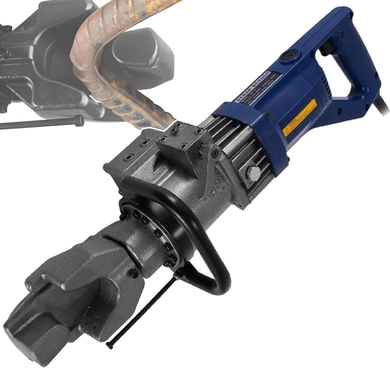 Piegatrice idraulica elettrica per barre darmatura da 900 W, 4-16 mm, 0-130°, con bullone di posizionamento, per barre tonde in acciaio e piatte, colore blu.