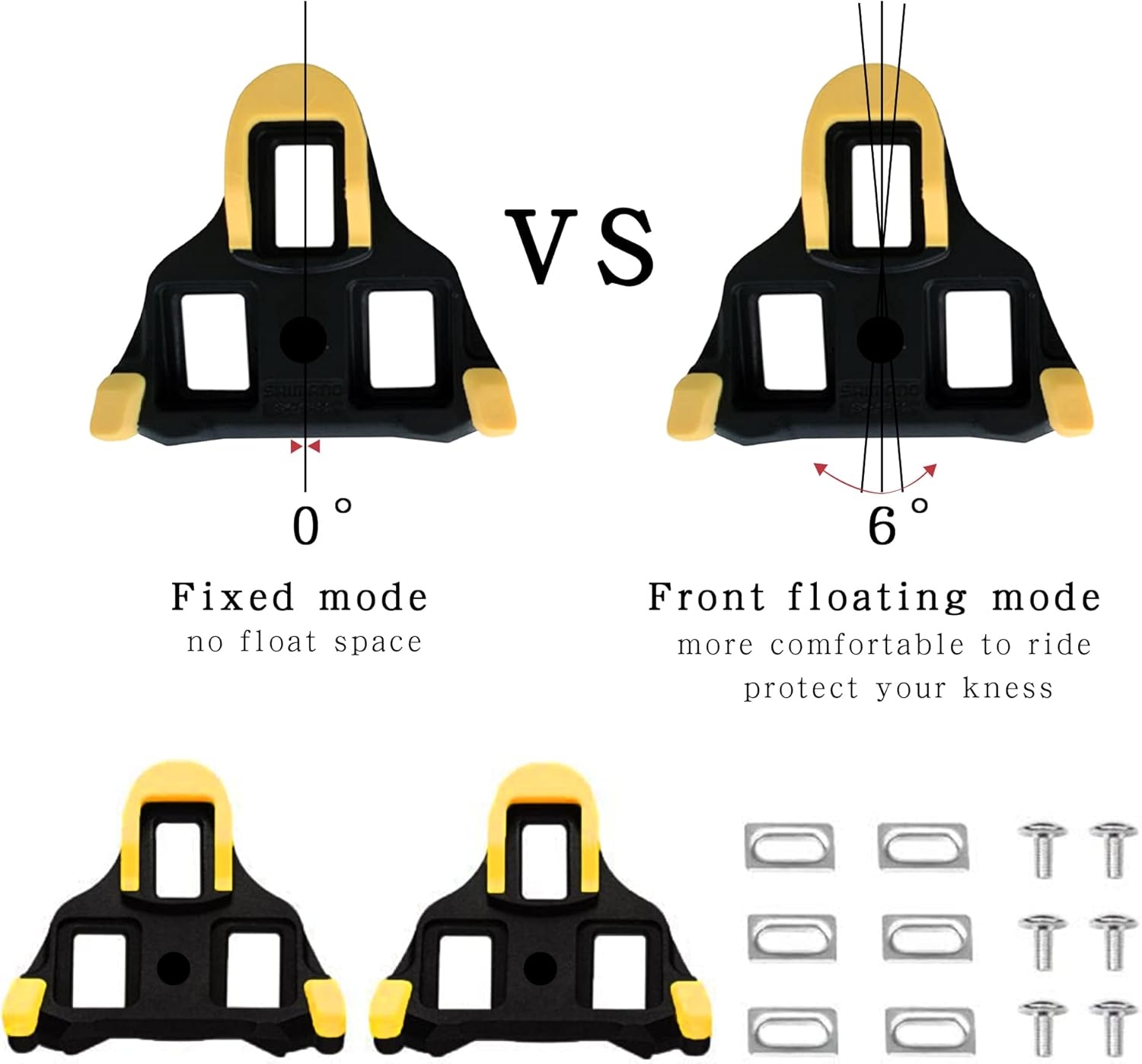 Bike Cleats, Cycling Pedals Cleat 6 Degree Float Selflocking Pedal