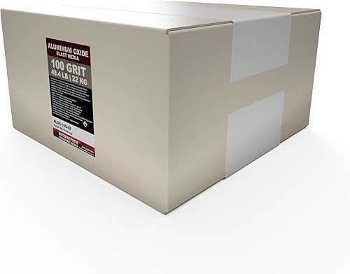 Óxido de aluminio #100 – 50 libras o 22.6 kg – Medio de chorro de arena premium de larga duración de grado medio, alta fuerza abrasiva, arena para